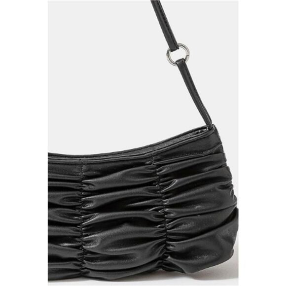 Fame Segmented Pleated Faux Leather Hand Bag - Picture 2 of 3